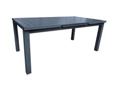 Table rectangulaire extensible Santorin 8/10 personnes en aluminium finition uni gris-bleuté avec 10 fauteuils - Jardiline