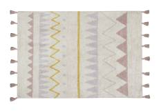 Tapis coton motif indien beige rose 140x200