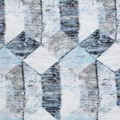 Tissu motifs géométriques effet vieilli - Bleu - 1.5 m