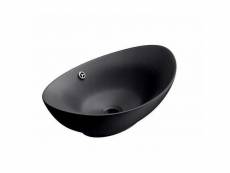 Vasque à poser ovale en céramique, noir mat, 60 cm