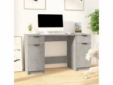 Vidaxl bureau avec armoire latérale gris béton bois d'ingénierie