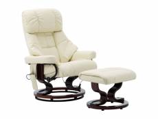 Vidaxl fauteuil de massage inclinable crème similicuir et bois courbé 289866