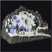 Village de Noël lumineux, animé et musical Village d'eskimo avec sa fontaine - Feeric Christmas - Blanc
