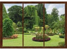 Window in garden , photo murale intissée, 360x270 cm, 4 parties