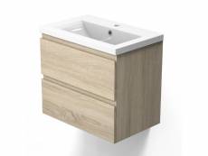 Aica meuble de rangement de salle de bain sous vasque avec lavabo intégré à suspendre 50cm 2 tiroirs/bois