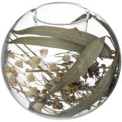 Atmosphera - Photophore avec fleurs sechées Folk - verre - D10 cm créateur d'intérieur - Vert