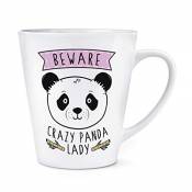 Attention Crazy Panda Lady 12oz Latte Tasse Mug