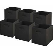 Box And Beyond - Lot de 6 bacs de rangement intissés pliables - Noir - 31x31x31cm