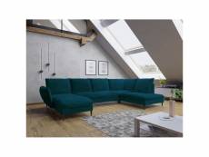 Canapé d'angle panoramique rosali pieds industriel turquoise angle droit