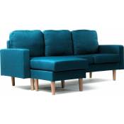 Canapé d'angle réversible en tissu Gabby - 3 places - Bleu - Bleu.