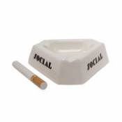 Centre de table Social Smoker / Coupe avec cigarette en céramique - 36 x 36 x H 10 cm - Seletti blanc en céramique