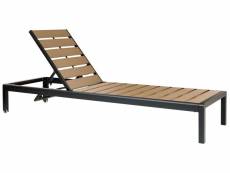 Chaise longue bois clair et noire en aluminium nardo 394412