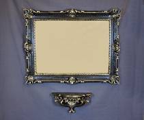 Console étagère + Miroir Grand Noir Or 86 x 67 baroque