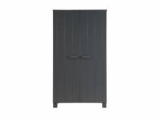 Denis - armoire 2 portes en pin brossé - couleur - gris anthracite 365556-GBS