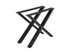 [en.casa]® set de 2 pieds de table pied de meuble métal forme x pied de table à manger noir 79 x 72 cm avec protecteur de sol et accessoires de montag