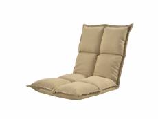 [en.casa] siège de sol rembourré avec dossier réglable chaise assise coussin lit 100% polyester éponge métal couleur sable 110 x 55 x 11 cm