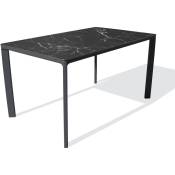 Ezpeleta - meet - Table de jardin 6 places en aluminium laqué et peinture Epoxy noire