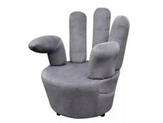 Fauteuil chaise siège lounge design club sofa salon en forme de main velours gris helloshop26 1102068par3