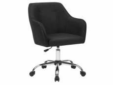 Fauteuil de bureau chaise pivotante confortable siège ergonomique réglable en hauteur charge 120 kg cadre en acier tissu imitation lin pour bureau noi