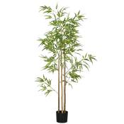 HOMCOM Arbre artificiel plante artificielle bambou artificiel avec pot inclus hauteur 180 cm intérieure vert