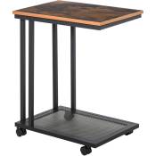 Homcom - Table basse table d'appoint Vintage style industriel étagère acier noir mdf coloris boisé