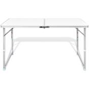 INLIFE Table pliable de camping Hauteur réglable Aluminium 120x60 cm