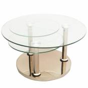 Inside75 - Table basse rose cooper 3 plateaux en verre trempé et pied en acier cuivre - transparent