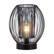 Jhy Design - Cage Lampe de table à piles, 25cm de haut Lampe en métal rechargeable, ronde
