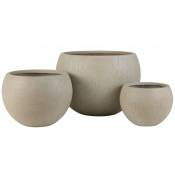 Jolipa - Set de 3 cache-pots en céramique beige 55.5x55.5x39 cm - Beige