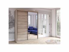 Kalke - grande armoire à portes coulissantes - miroir - 5 étagères + tringle - 150x61x200 cm - beige