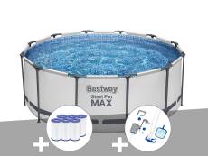 Kit piscine tubulaire Bestway Steel Pro Max ronde 3,66 x 1,22 m + 6 cartouches de filtration + Kit d'entretien
