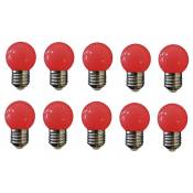 Lot de 10 ampoules led rouge E27 couleur - gros culot