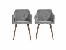 Lot de 2 chaises de salle à manger scandinaves, tissu gris avec accoudoirs chaise de salle à manger,pied bois 53*54*75cm