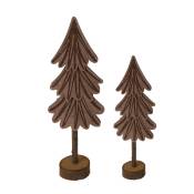 Lot de 2 petits arbres de Noël de table en bois et