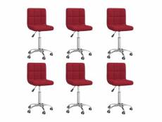 Lot de chaises pivotantes de salle à manger 6 pcs rouge bordeaux tissu - rouge - 47 x 40 x 86 cm
