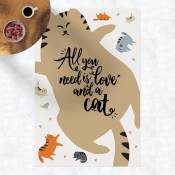 Micasia - Tapis en vinyle - All You Need Is Love And a Cat Cat Belly - Portrait 3:2 Dimension HxL: 90cm x 60cm