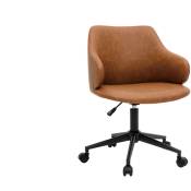 Miliboo - Chaise de bureau à roulettes vintage marron et métal noir hemmy - Marron clair