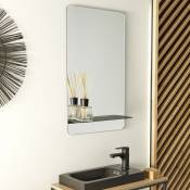 Miroir rectangulaire 40 x 70 cm simona avec tablette noire - Noir