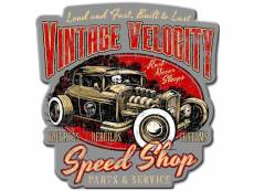 Plaque métallique relief vintage velocity