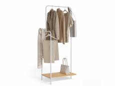 Porte manteau sur pieds métalliques, résistants jusqu'à 18kg hangy wood 100 | blanc
