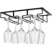 Porte-verres suspendu - Porte-verres à vin avec 3 rails pour 6 verres à vin - black