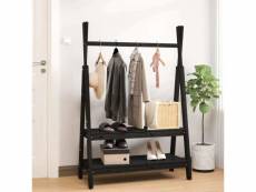 Porte-vêtements noir 100x45,5x150 cm bois de pin massif