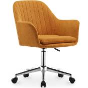 Privatefloor - Chaise de bureau pivotante avec accoudoirs - Lumby Orange - Acier, Velours côtelé, Nylon - Orange