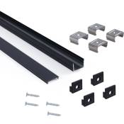 Profilé de surface en aluminium avec diffuseur - Kit complet - - Noir - Noir