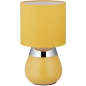 Relaxdays - Lampe de chevet tactile, éclairage salon et chambre, abat-jour tissu, E14, h x d : env. 32 x 18 cm, jaune
