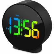 Réveil numérique led Horloge de bureau Snooze Dimmable Noir 12/24 Réveil électrique/batterie double (entre en mode d'économie d'énergie après 8