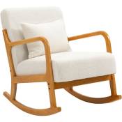 Rocking Chair Chaise A Bascule Scandinave Bouclettes Hevea - Blanc