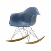 Rocking chair RAR - Eames Plastic Armchair / (1950) - Pieds chromés & bois clair - Vitra bleu en plastique