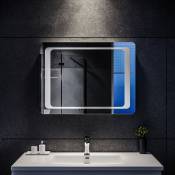 Sirhona - Miroir Led Anti-buée Interrupteur Infrarouge Miroir Salle de Bains Mural Lumière Illumination 80x60 cm