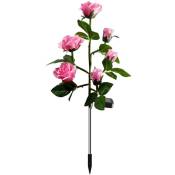 Solar Rose Pile Light, Rose Garden Decorative Lamp with 6 Flowers for Garden, Yard pink